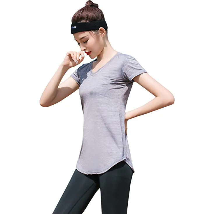 Sidiou Group Anniou Quick Dry Sports T-Shirt Women Anti UV UPF 50  Yoga T Shirt Fitness Gym Running Tops Short Sleeve Elastic Training Tshirt