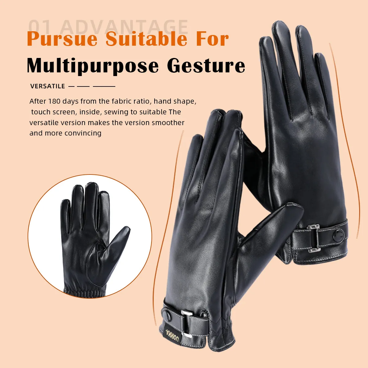 Sidiou Group Winter Touch Screen Gloves Waterproof PU Leather Warm Outdoor Sports Gloves For Motorcycle Climbing Skiing Men Women