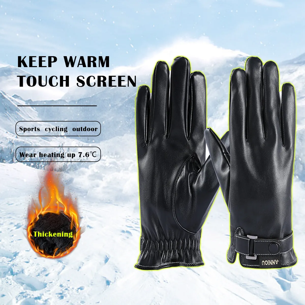 Sidiou Group Winter Touch Screen Gloves Waterproof PU Leather Warm Outdoor Sports Gloves For Motorcycle Climbing Skiing Men Women