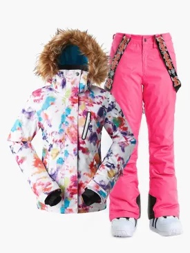 TreadSnow Camo Ski Suit For Women Snowboard Jacket Yellow Pants Sets