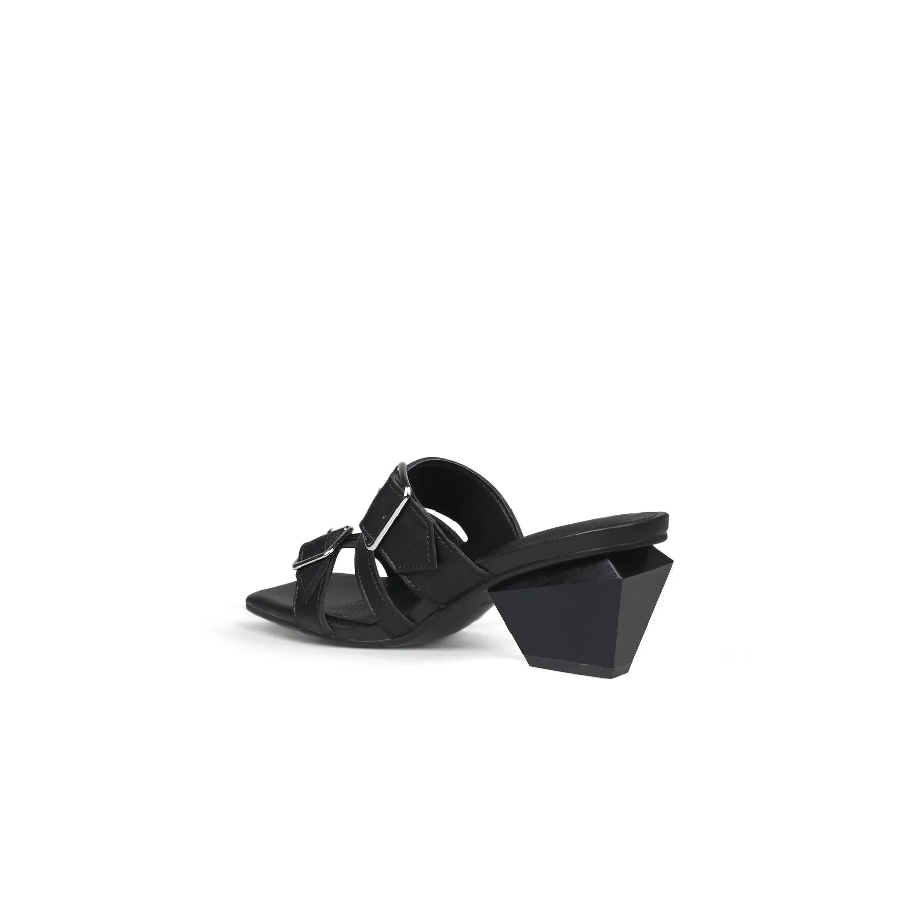 Triple Strap Heeled Mules