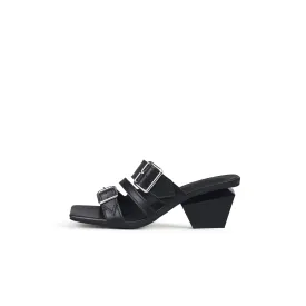 Triple Strap Heeled Mules