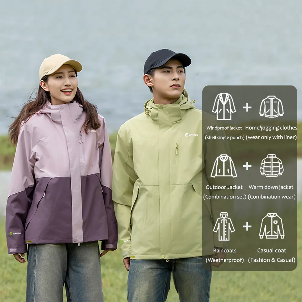 Unisex 3-in-1 Removable Polar Fleece Hiking Jacket