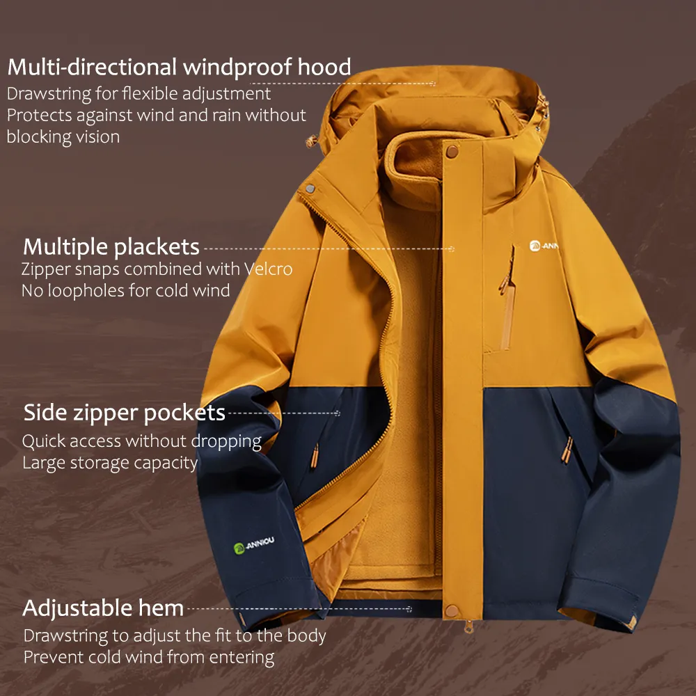 Unisex 3-in-1 Removable Polar Fleece Hiking Jacket