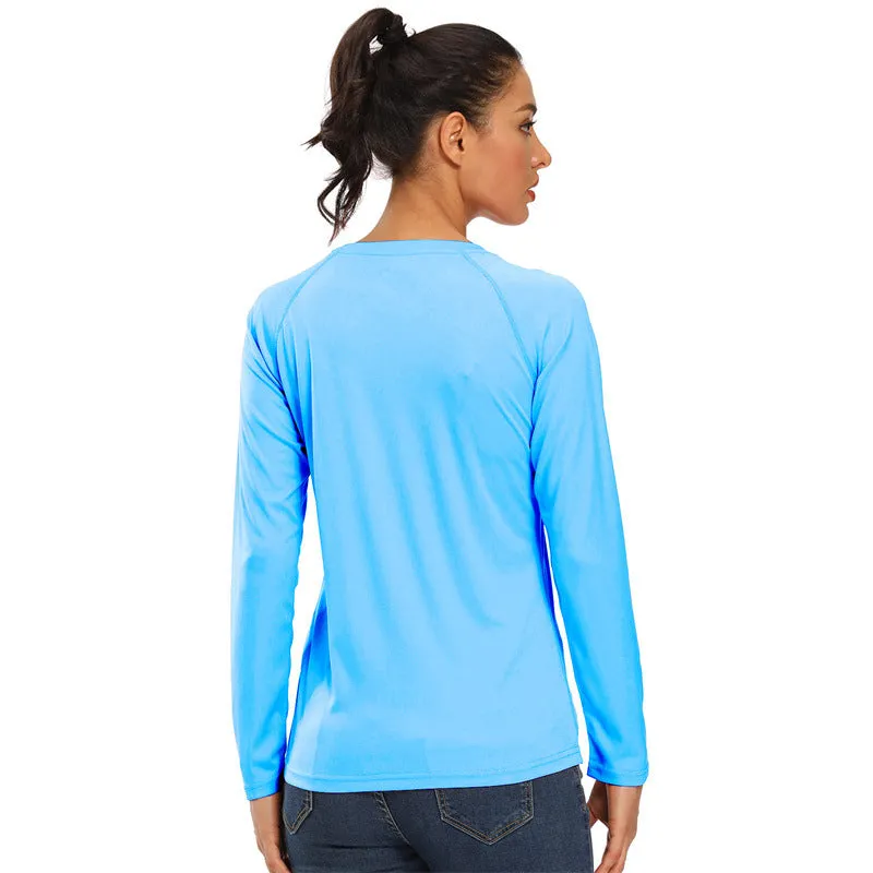 Wholesale High Quality UPF 50  Women Anti UV Long Sleeve T-Shirt Loose Gym Yoga Top Sun Protection Outdoor Sports Running T-Shirts