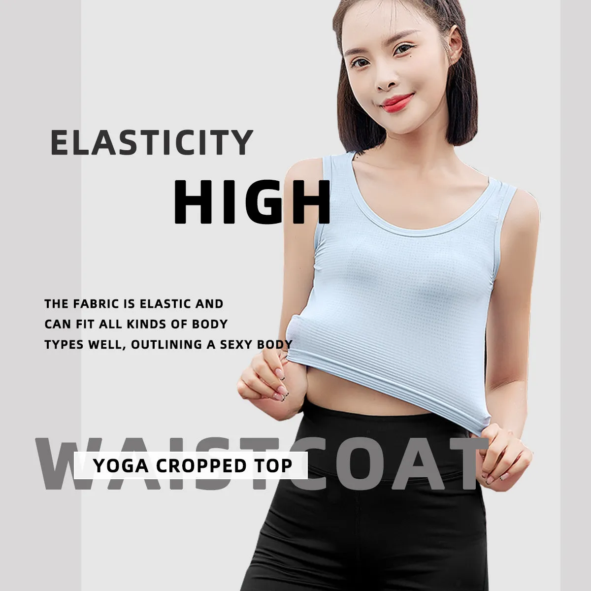 Wholesale Summer Women's UPF50  U-neck Camisole Sun Protection Sleeveless Sports T-shirt Yoga Cropped Top