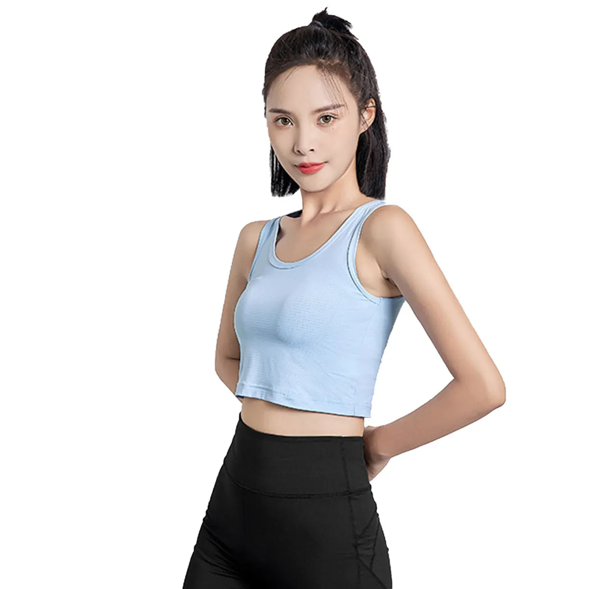 Wholesale Summer Women's UPF50  U-neck Camisole Sun Protection Sleeveless Sports T-shirt Yoga Cropped Top