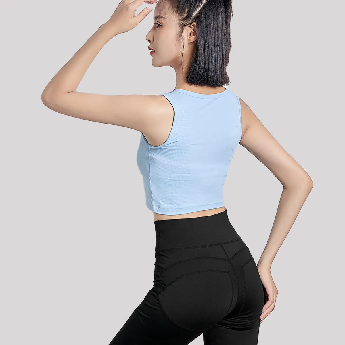 Wholesale Summer Women's UPF50  U-neck Camisole Sun Protection Sleeveless Sports T-shirt Yoga Cropped Top