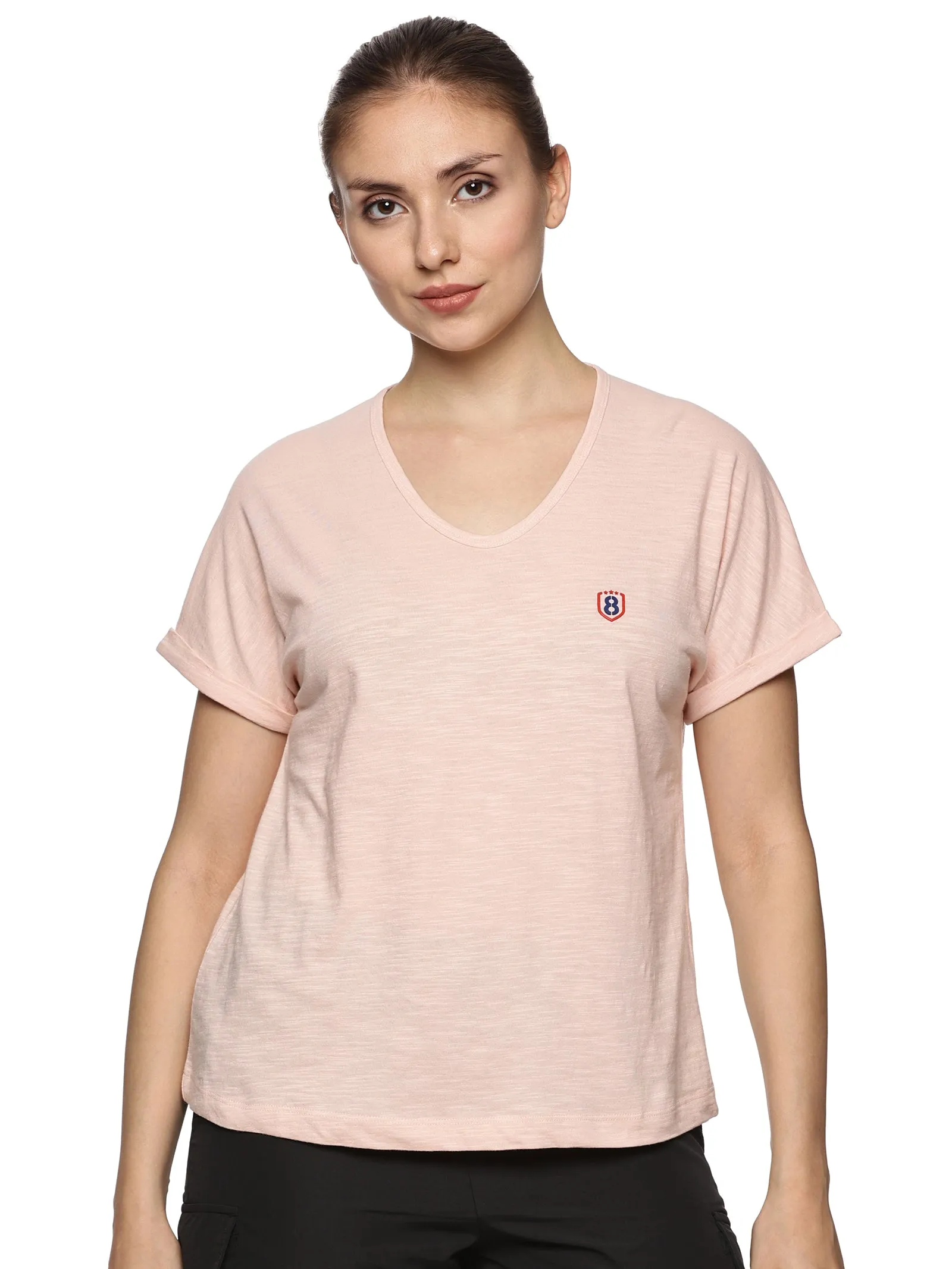 Women 100% organic cotton mega sleeve top (Pink)