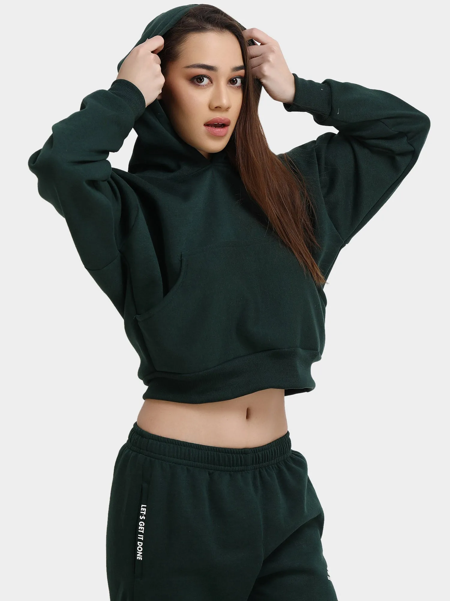 Women Fleece Crop Hoodie