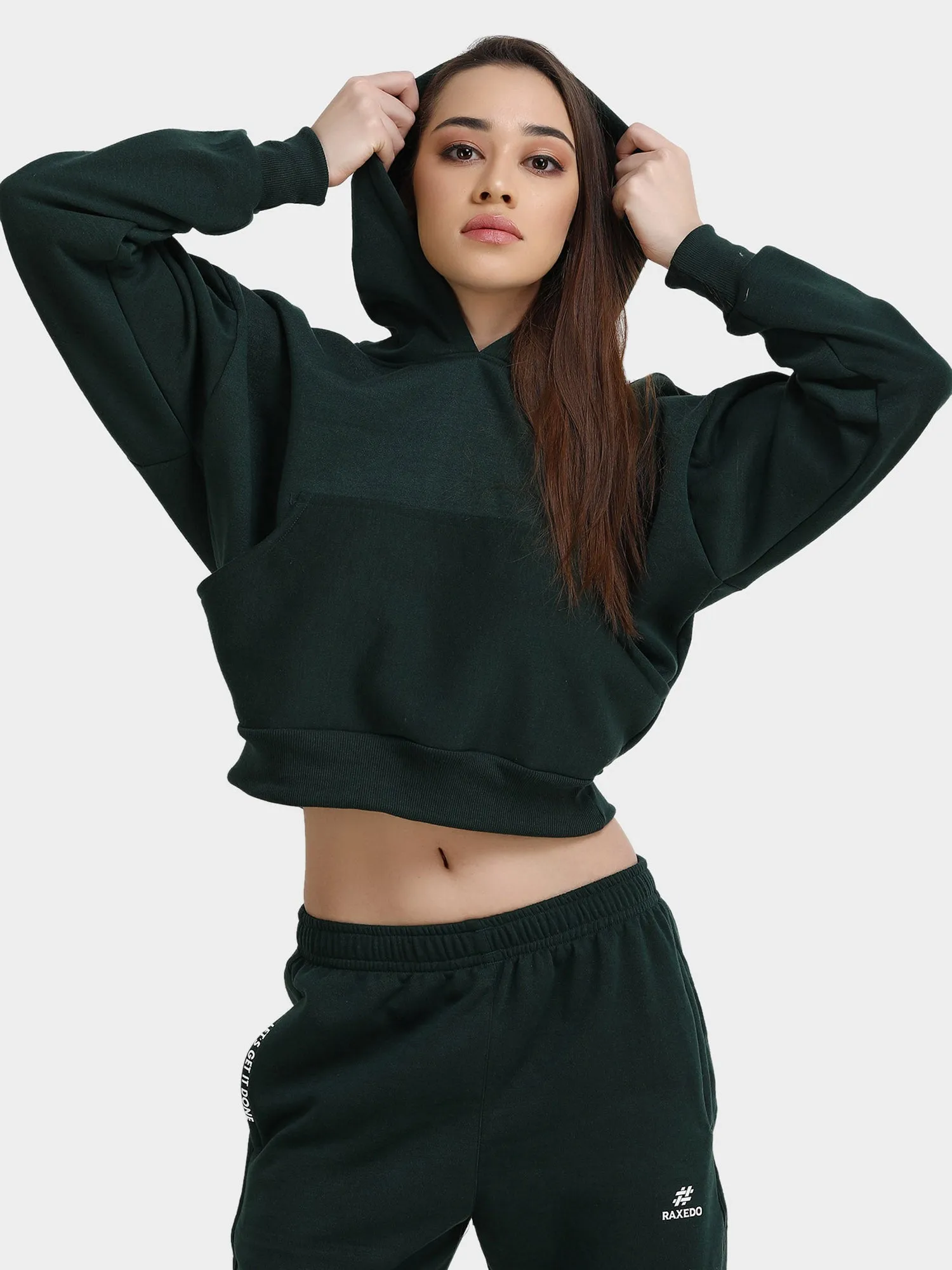 Women Fleece Crop Hoodie