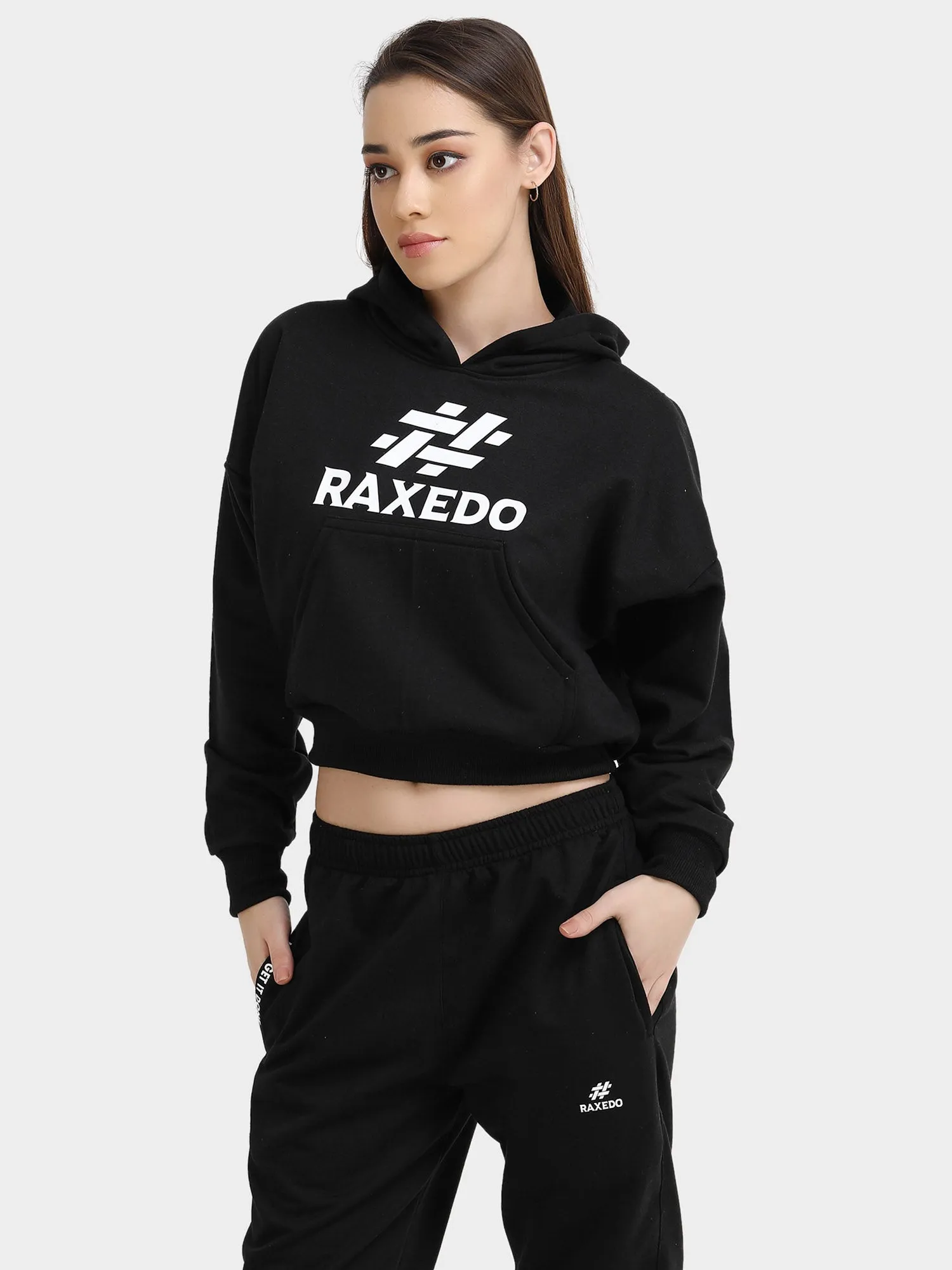 Women Hoodies Black - Cropped Hoodie