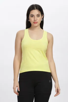 Women Sleeveless Razer Back Running Tank top (Lemon Yellow)