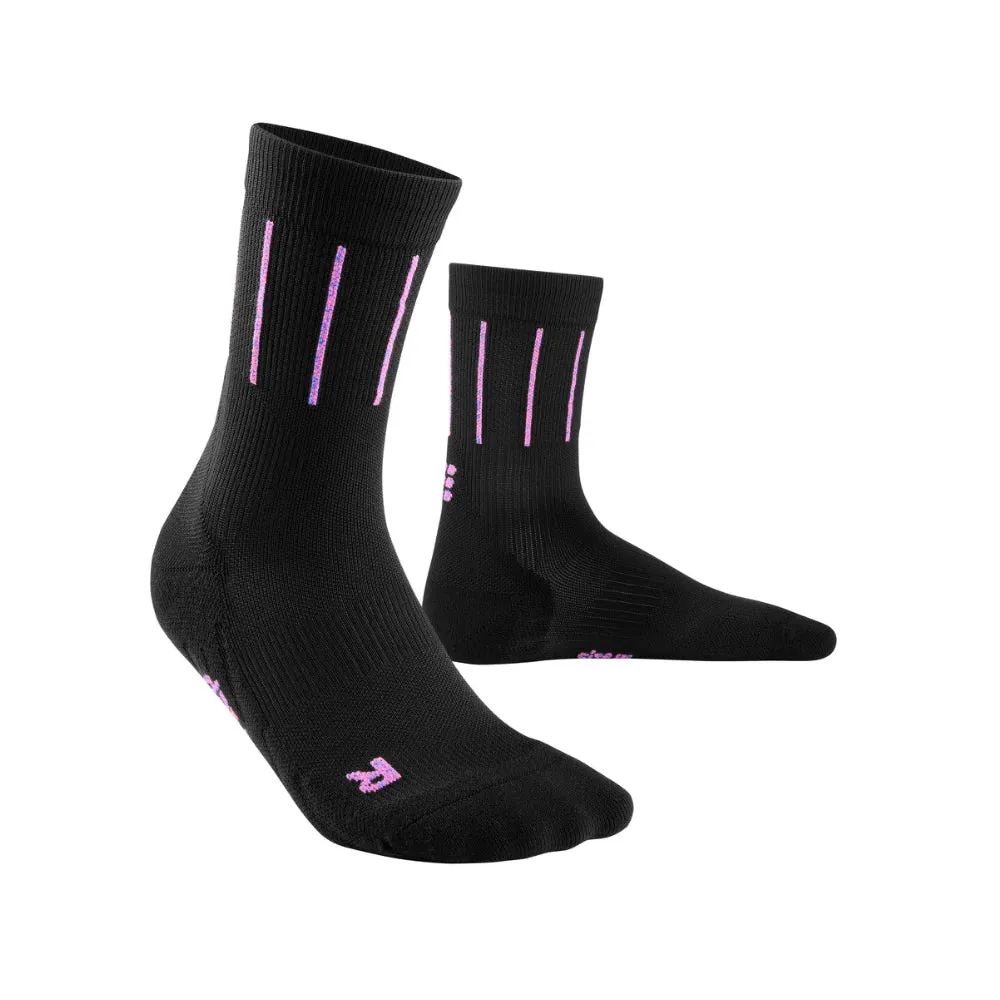 Womens CEP Mid Cut Socks Compression Pinstripe