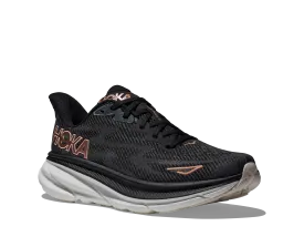 Women's Hoka Clifton 9 Color: Black / Rose Gold