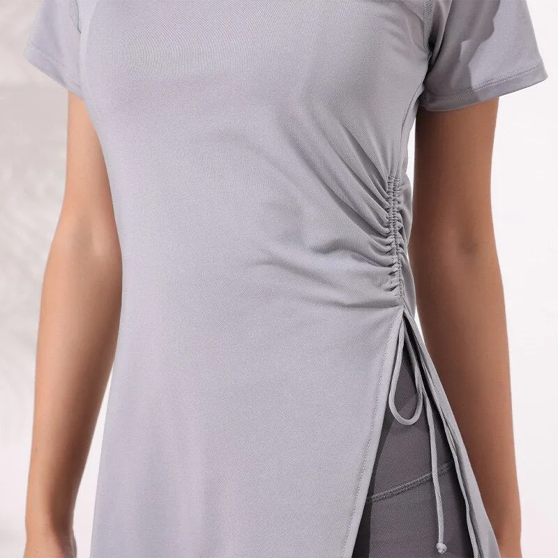 Yoga Sports Short-Sleeved Sexy Women&#39;s Quick-Drying Fitness Clothes Running Casual Slimming Tops Exercise T-Shirts GYM Wear