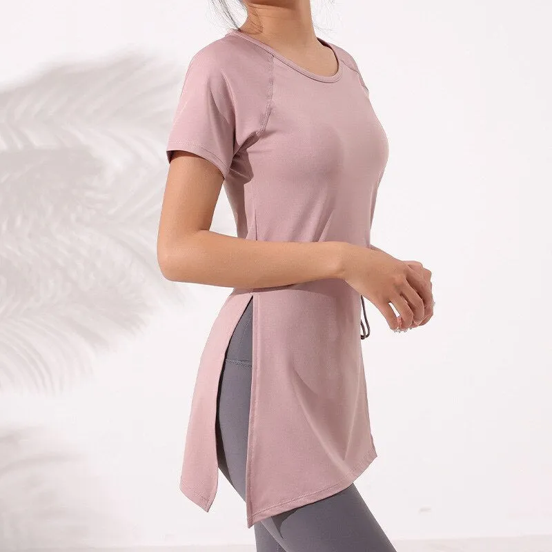 Yoga Sports Short-Sleeved Sexy Women&#39;s Quick-Drying Fitness Clothes Running Casual Slimming Tops Exercise T-Shirts GYM Wear